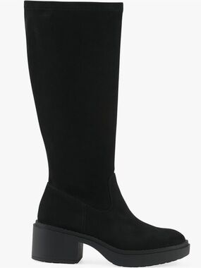 White Mountain Black Knee-High Block Heel Boots